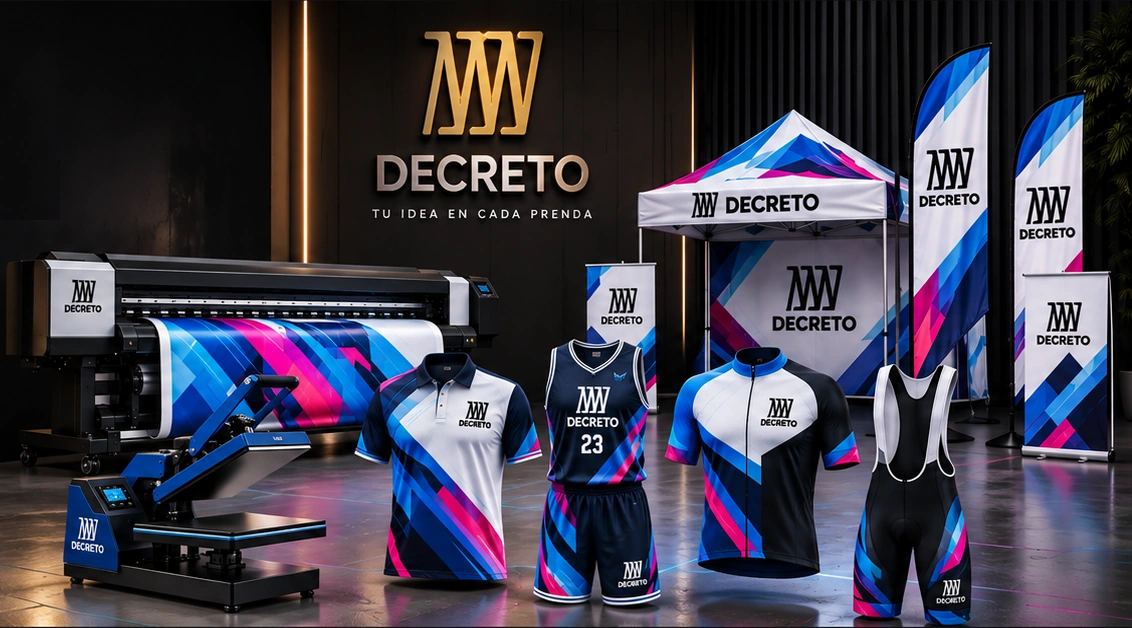 Impresora de sublimación, prensa y prendas deportivas personalizadas de Decreto: playera, jersey de basquetbol, uniforme de ciclismo, carpa y banners